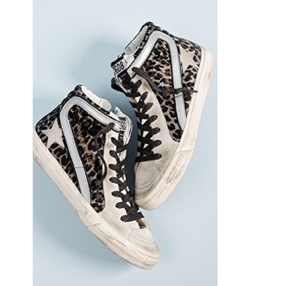 Golden Goose Leopard Star High-Top Sneakers